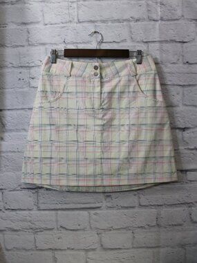 Nike Golf Dri-Fit Size 6 Yellow Red Plaid Preppy Summer Golf Skort